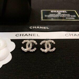 Chanel CC Sparkle Studs with Pearl Inlay
